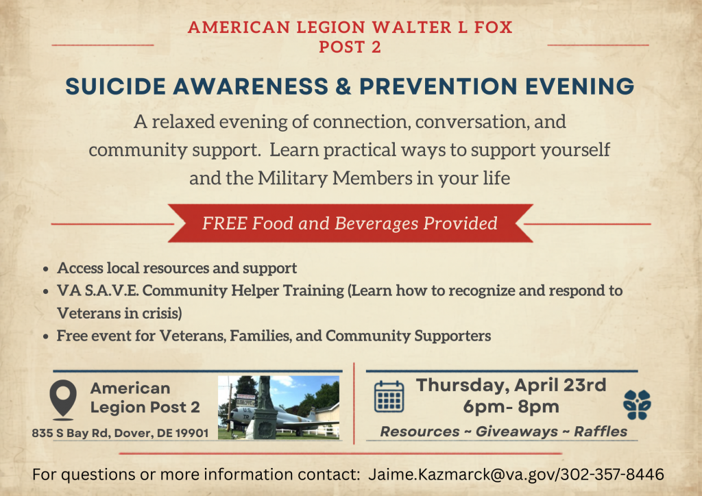 Suicide Awareness & Prevention Evening - details and image.